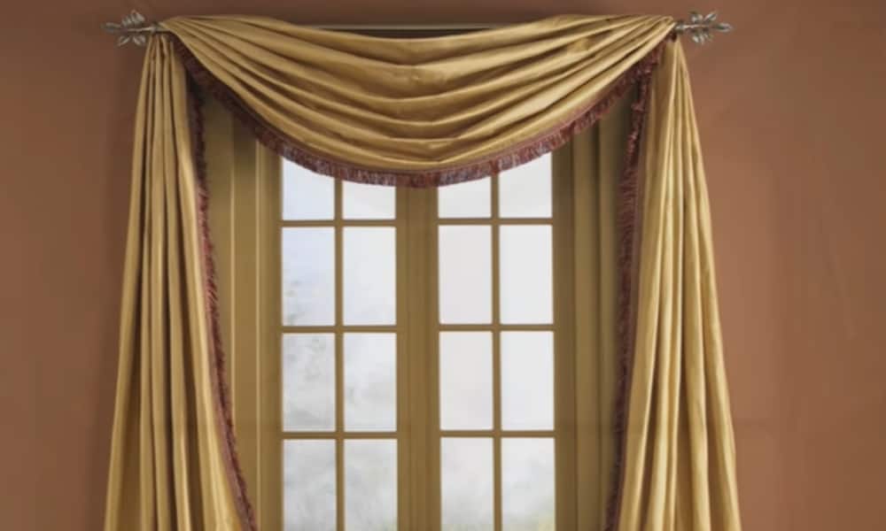 4 Easy Steps To Hang A Window Scarf, How To Put On Valance With Curtains