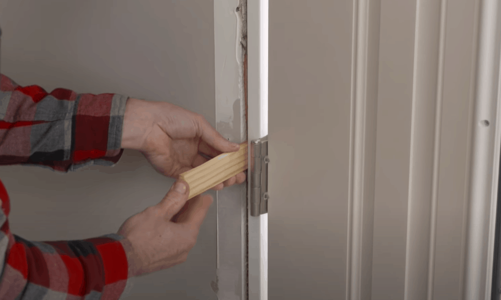 Attach Shims Between the Hinge and the Door Jamb