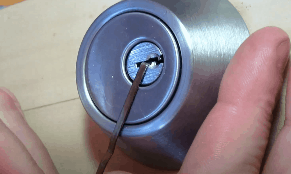Insert the lever into the lock
